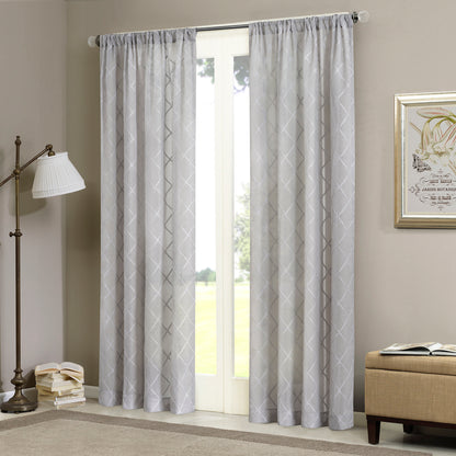 Irina Diamond Sheer Window Curtain Panel - Grey