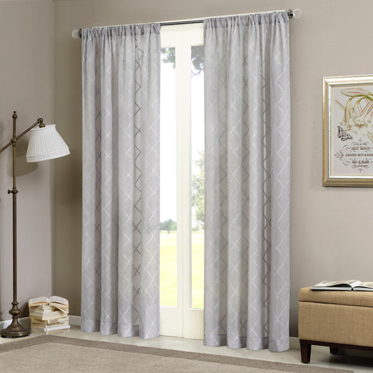 Irina Diamond Sheer Window Curtain Panel - Grey