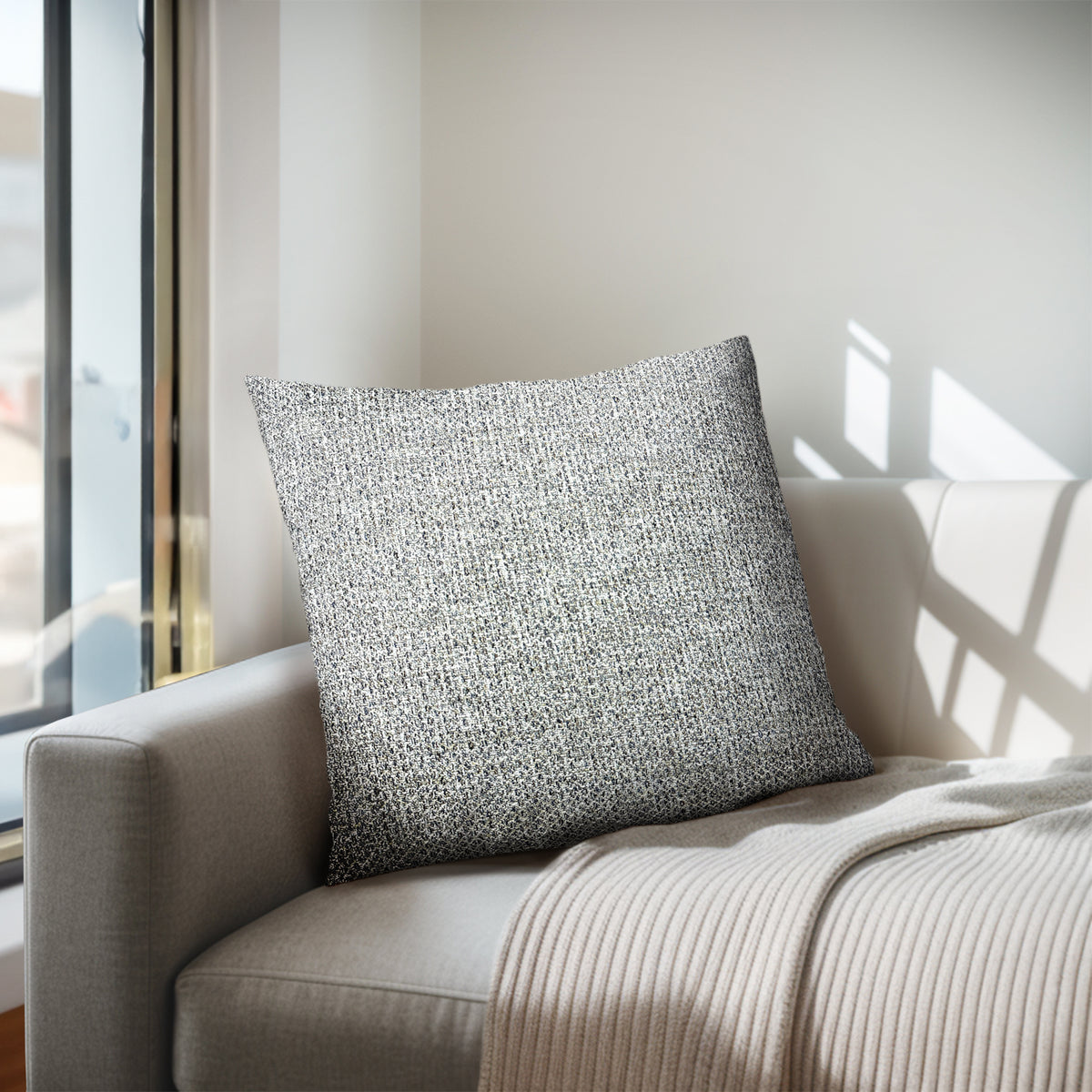 Zoe Solid Square Pillow - Navy/Beige