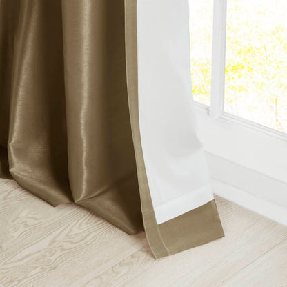 Emilia 100% Polyester Solid Faux Silk Lined Twist Tab Window Curtain - Bronze