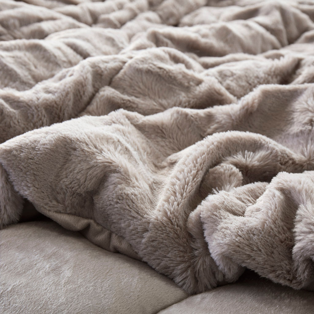 Gia Faux Fur Comforter Mini Set - Gray