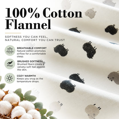 Cotton Flannel Sheet Set - Black Sheep