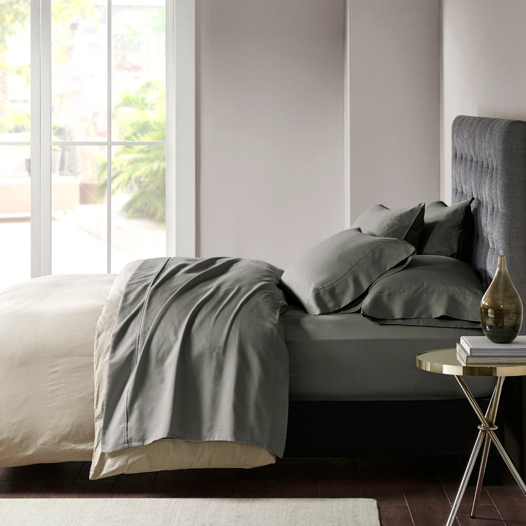 800 Thread Count Cotton Blend Sateen Sheet Set - Charcoal