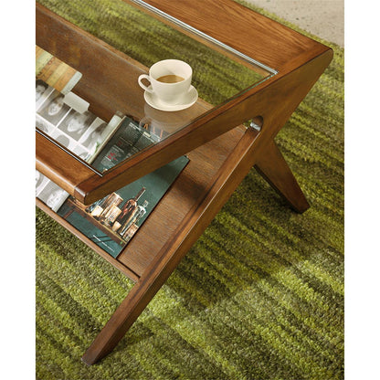 Rocket wood & tempered glass coffee table - Pecan
