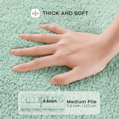 Splendor 100% Cotton Tufted 3000 GSM Reversible Bath Rug - Green