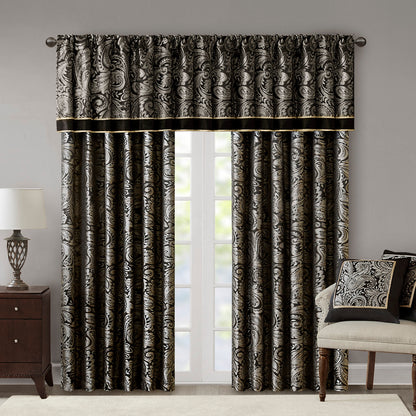 Aubrey Jacquard Curtain Panel Pair - Black