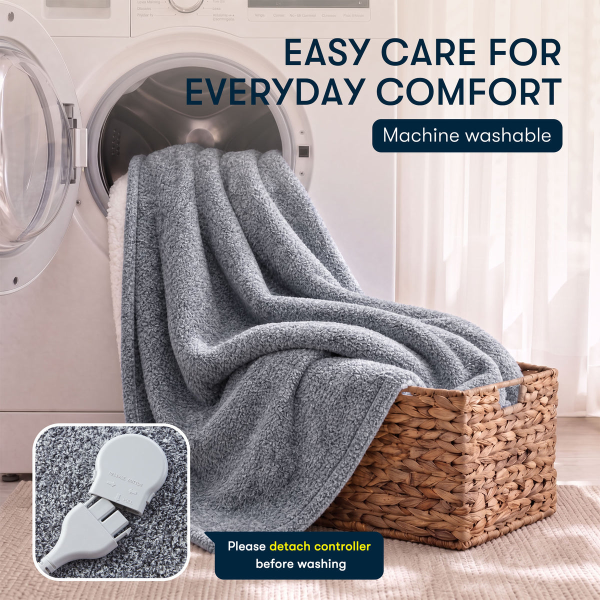 Marled Dream Soft Heated Throw - Marled Blue