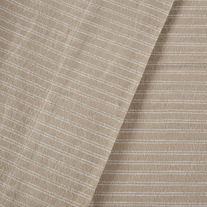 Oversized Cotton Flannel 4 Piece Sheet Set - Beige/White Stripes