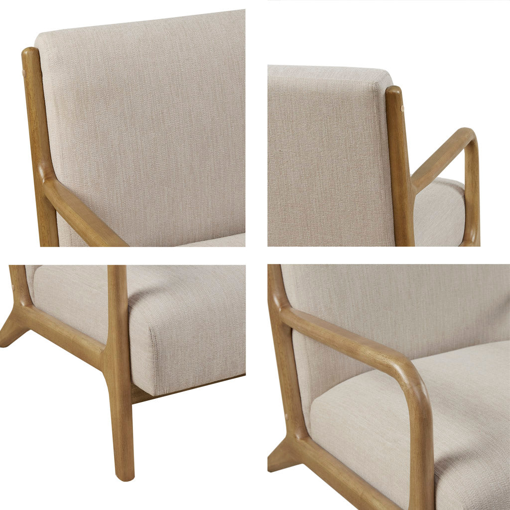 Novak Mid-Century Modern Accent Armchair - Cream