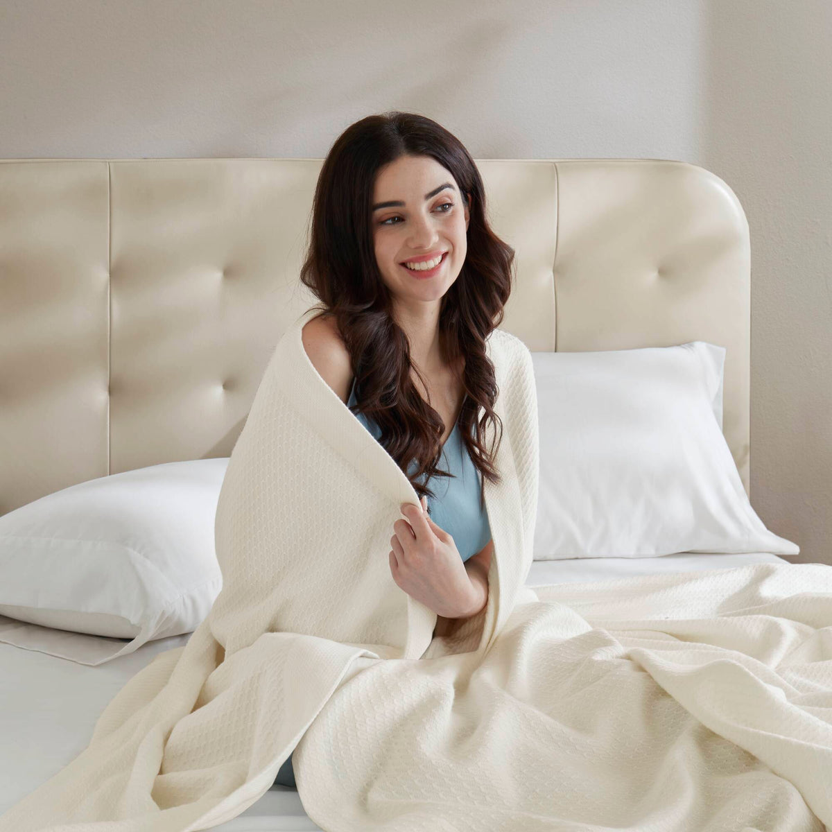 100% Certified Egyptian Cotton Blanket - Ivory
