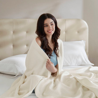 100% Certified Egyptian Cotton Blanket - Ivory