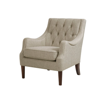 Qwen Button Tufted Accent Chair - Beige