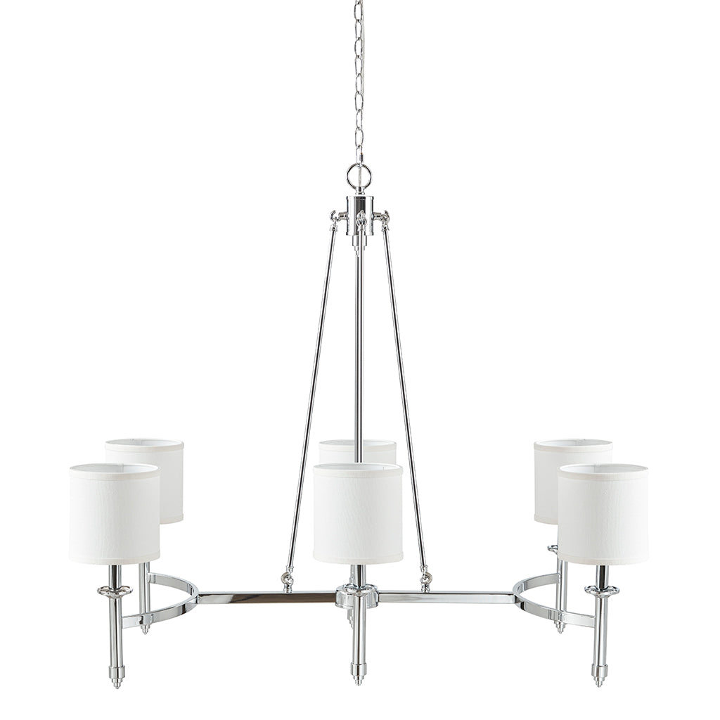 Elegenza 6-light Chandelier with Fabric Drum Shades - Chrome