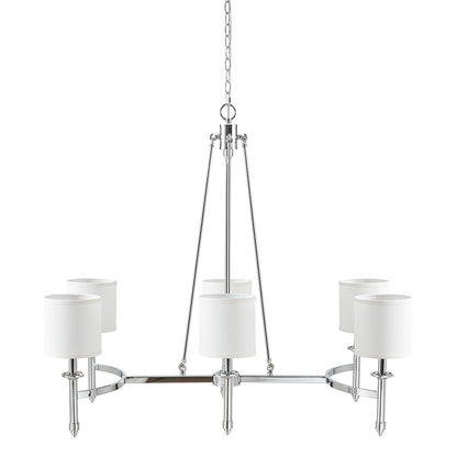Elegenza 6-light Chandelier with Fabric Drum Shades - Chrome