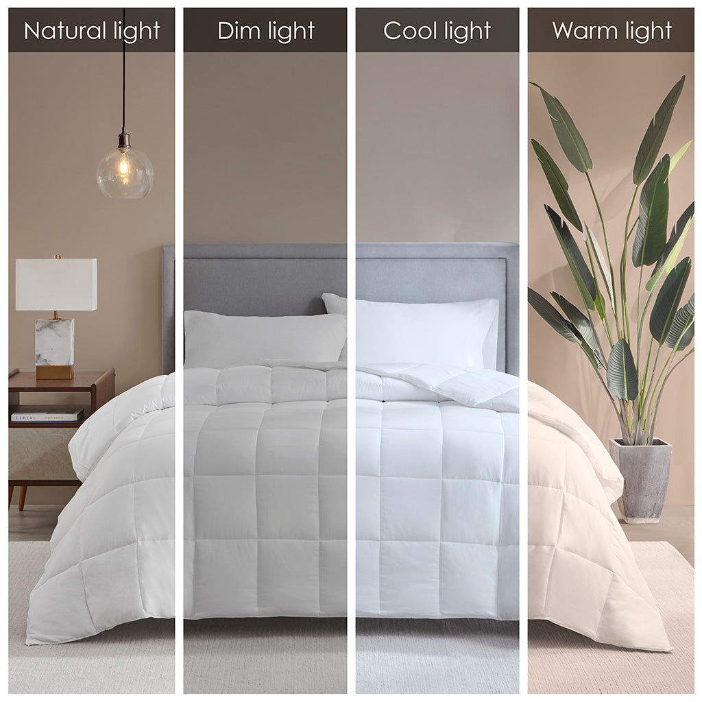 Medium Warmth Cotton Down Alternative Featherless Comforter - White