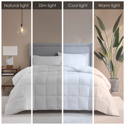 Medium Warmth Cotton Down Alternative Featherless Comforter - White