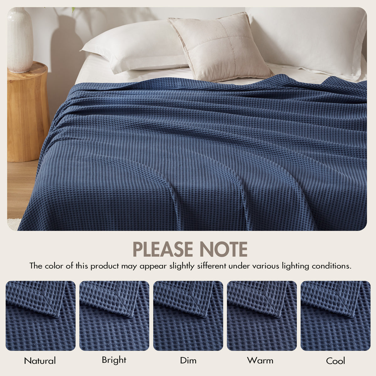 Waffle Weave Cotton Blanket - Indigo