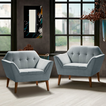 Newport Wide Mid-Century Modern Lounge Chair Set of 2 - Light Blue
