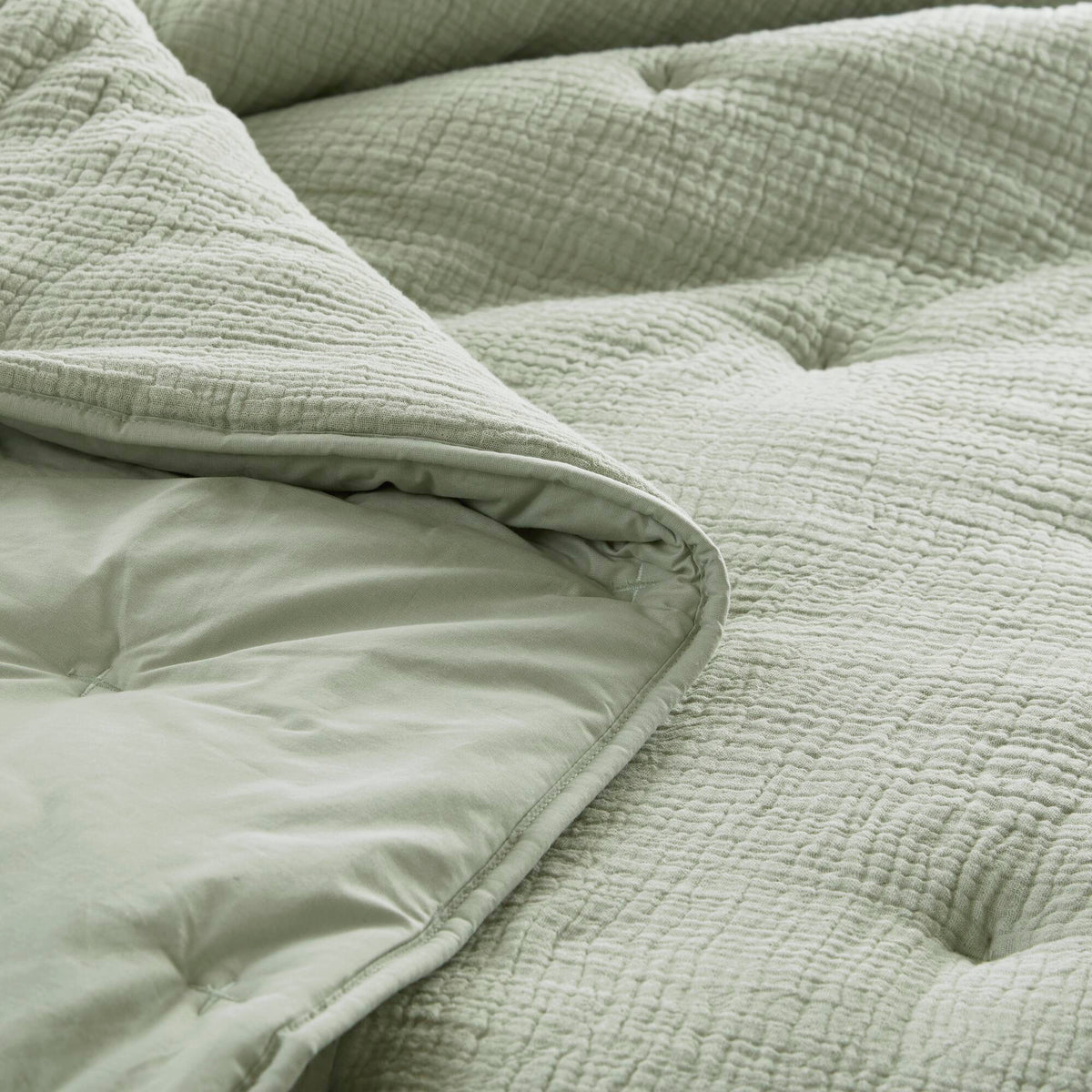 Breeze cotton gauze embroidered Quilt Set - Sage