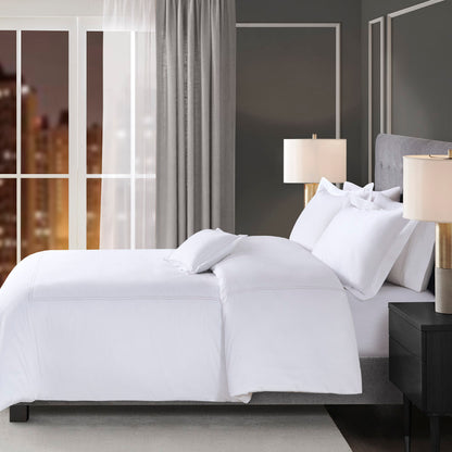500 Thread Count Luxury Collection 100% Cotton Sateen Embroidered Comforter Set - White/White