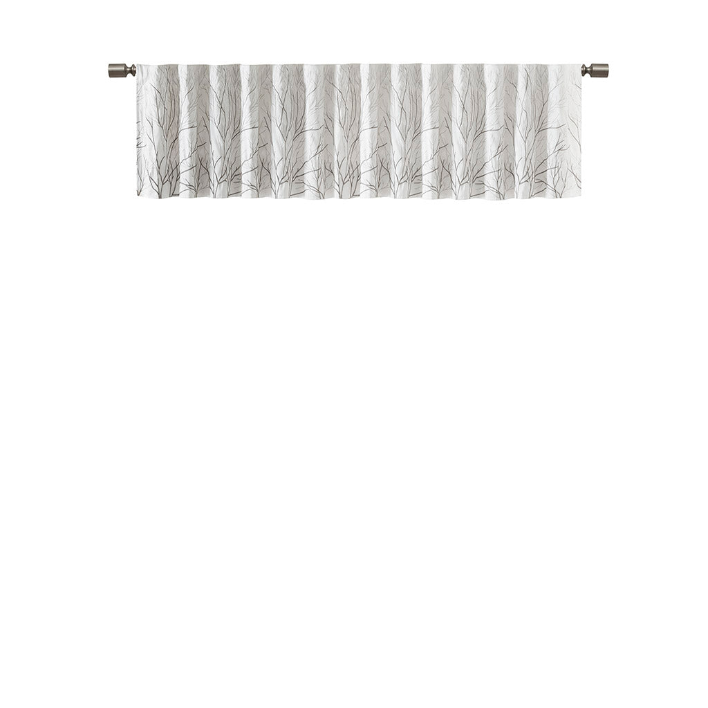 Andora Faux Silk Embroidered Window Valance - White