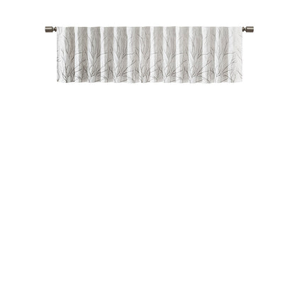 Andora Faux Silk Embroidered Window Valance - White