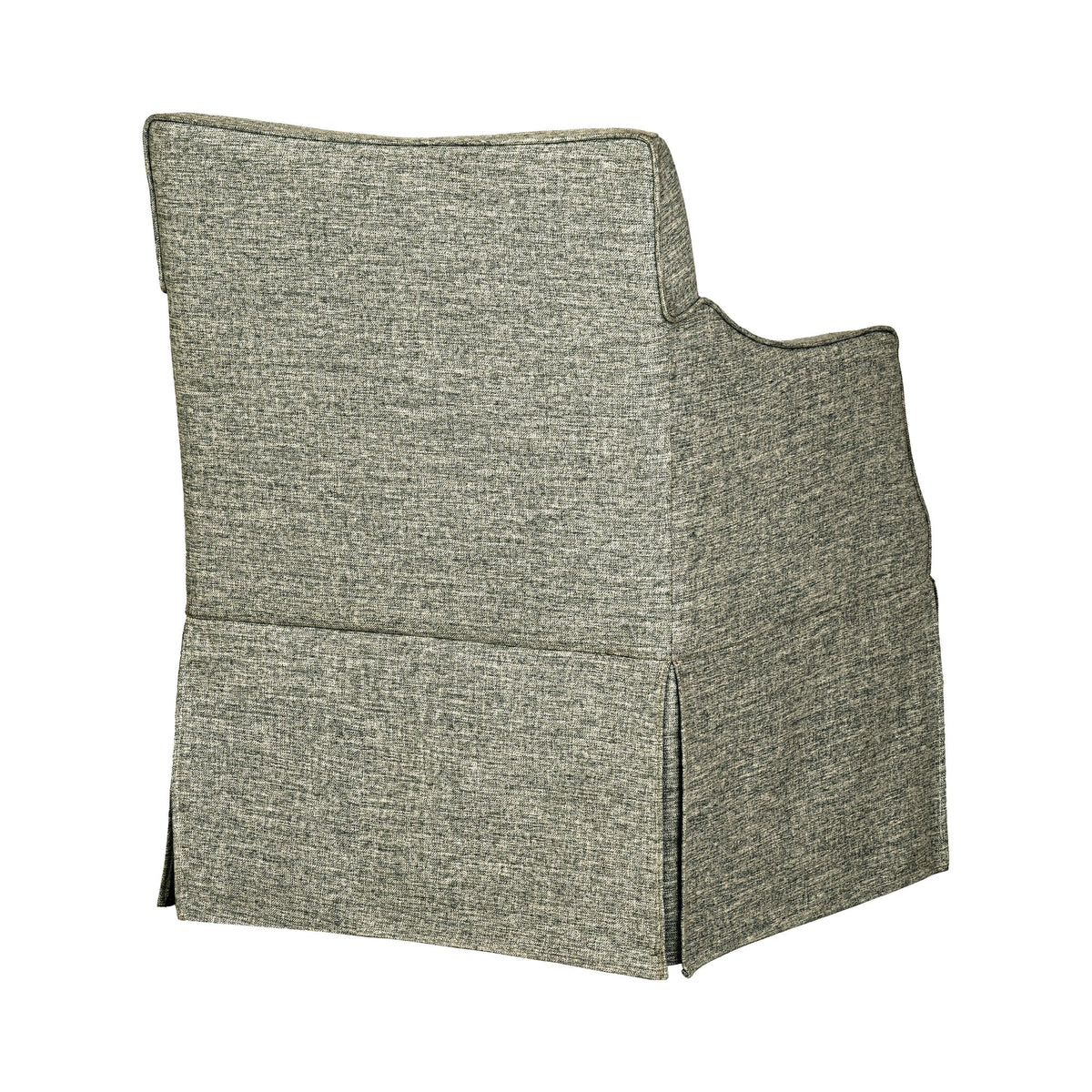 London Upholstered Skirted Dining Arm Chair with Hidden Casters - Grey