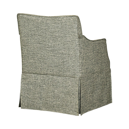 London Upholstered Skirted Dining Arm Chair with Hidden Casters - Grey
