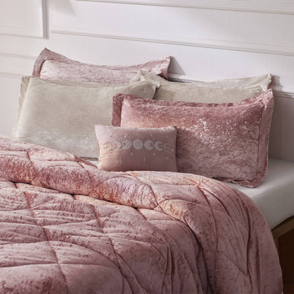 Felicia Velvet Comforter Set with Throw Pillow - Blush