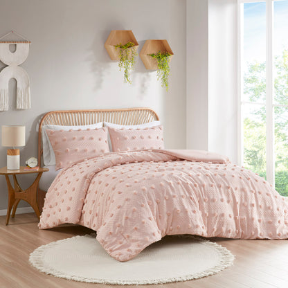 Lucy Clip Jacquard Comforter Set - Pink