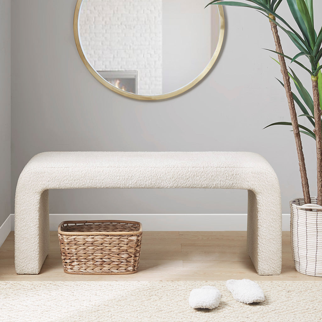 Steve Boucle Waterfall Bench - Cream