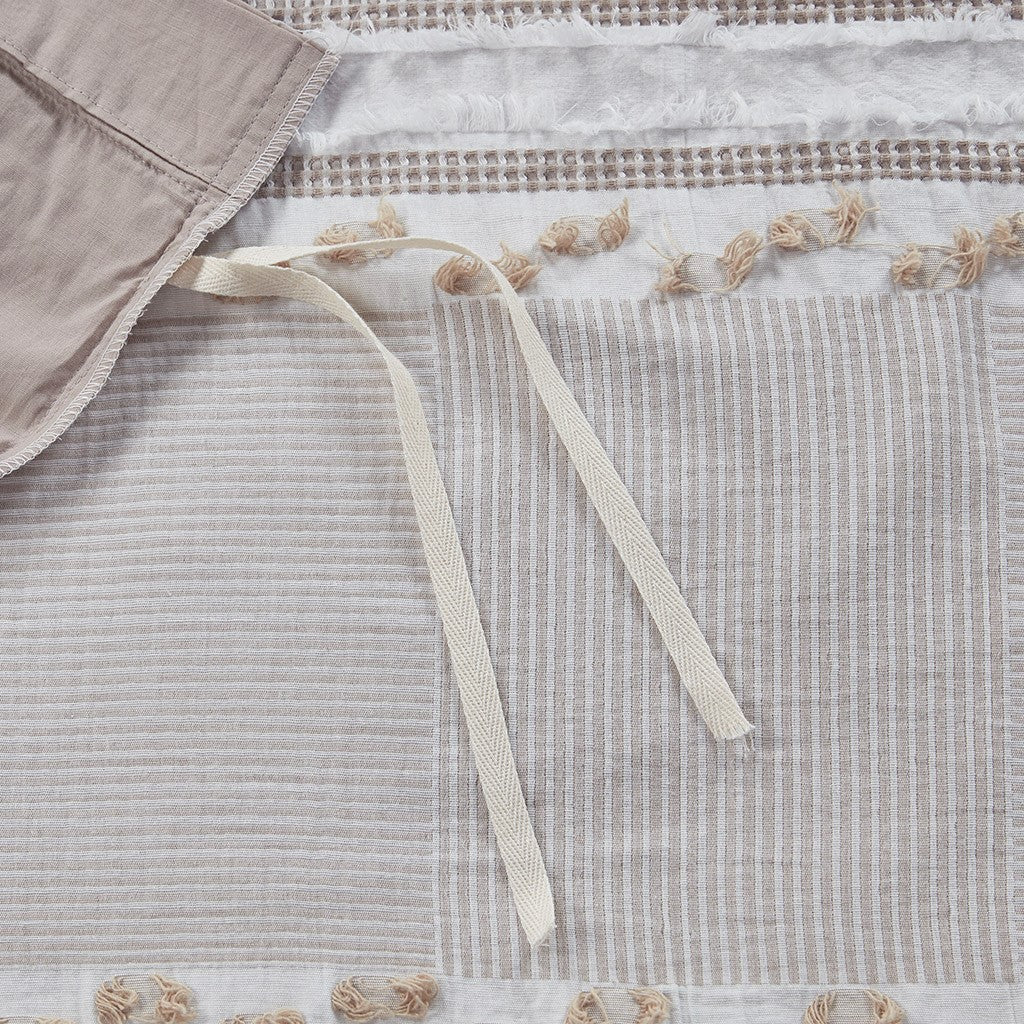 Lennon Organic Cotton Jacquard Duvet Cover Set