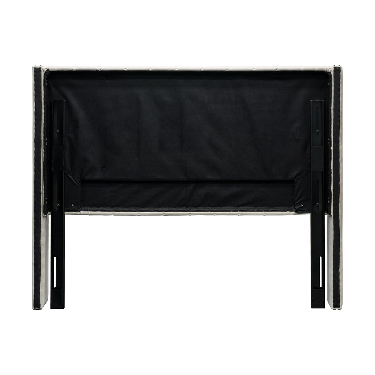 Amelia Upholstered Wingback Headboard with Button Tufting & Nailhead Trim - Beige Velvet