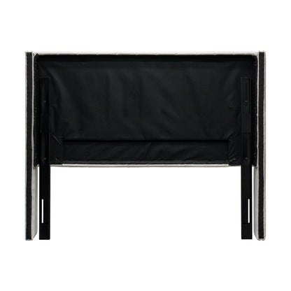 Amelia Upholstered Wingback Headboard with Button Tufting & Nailhead Trim - Beige Velvet