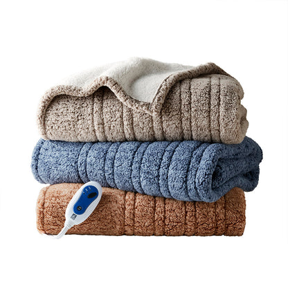 Marbled Sherpa Heated Throw - Grey