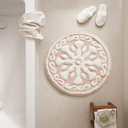 Casablanca Medallion Cotton Tufted Bath Rug - Pink