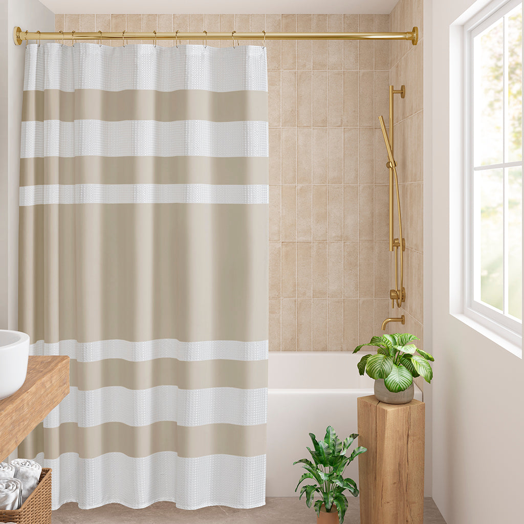 Spa Waffle Shower Curtain with 3M Treatment - Taupe