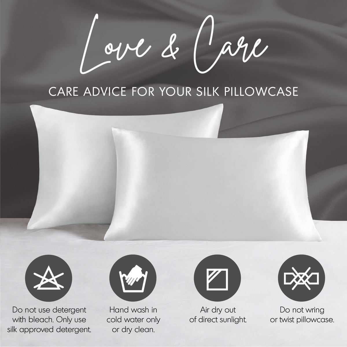 100% Mulberry Silk Pillowcase Single Piece - Ivory