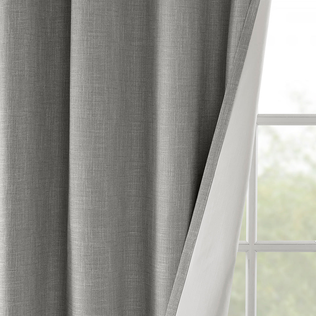 Maya Printed Heathered Blackout Grommet Top Curtain Panel - Grey