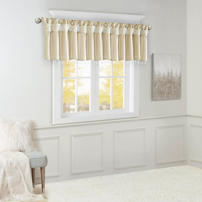 Emilia Lightweight Faux Silk Valance With Beads - Champagne