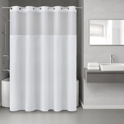 Plain Weave Luxury Shower Curtain - Waffle - White