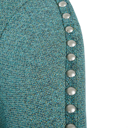 Tyler Upholstered Swivel Barrel Chair with Nailheads - Teal Multi
