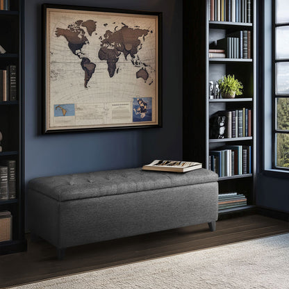 Shandra Tufted Top Upholstered Storage Bench - Charcoal