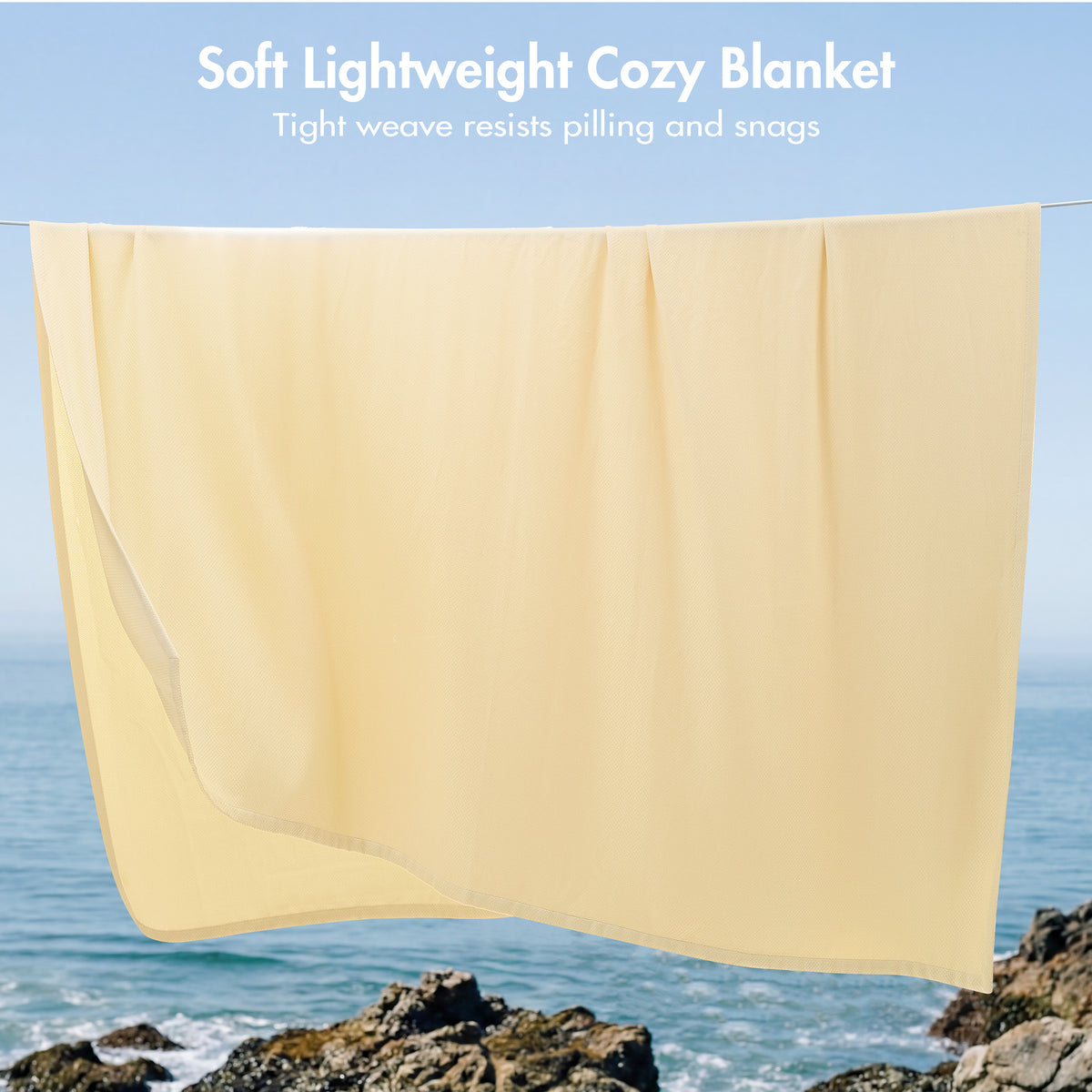 100% Certified Egyptian Cotton Blanket - Micro- herringbone Yellow