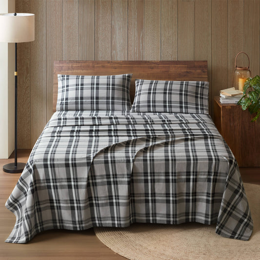 Cotton Flannel Sheet Set - Emerson Gray Plaid