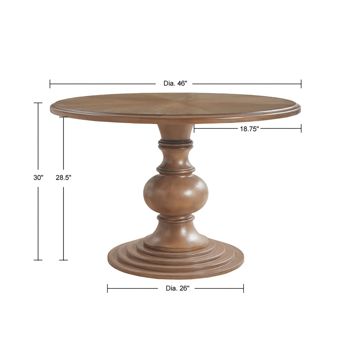 Lexi 46" Round Pedestal Dining Table - Reclaimed Walnut