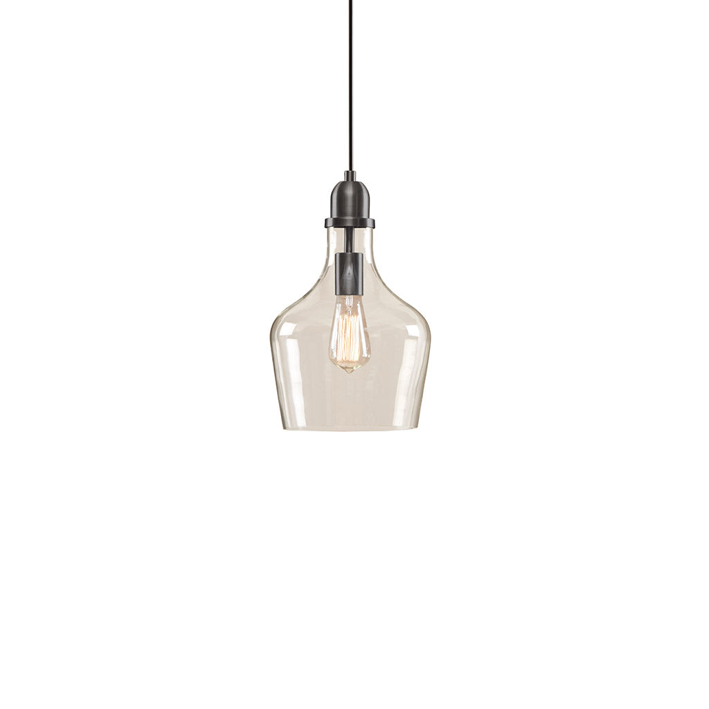 Auburn Bell Shaped Hanging Glass Pendant Light - Bronze/Clear