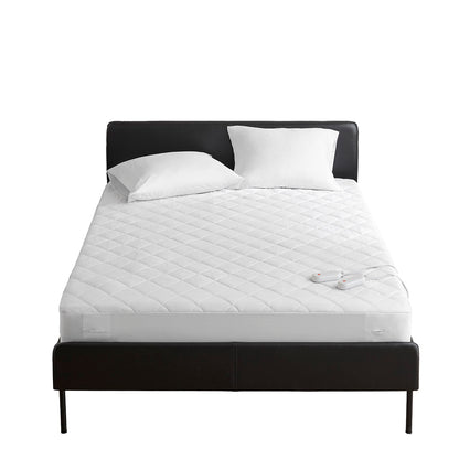 Embossed Microfiber Heated Mattress Pad - White