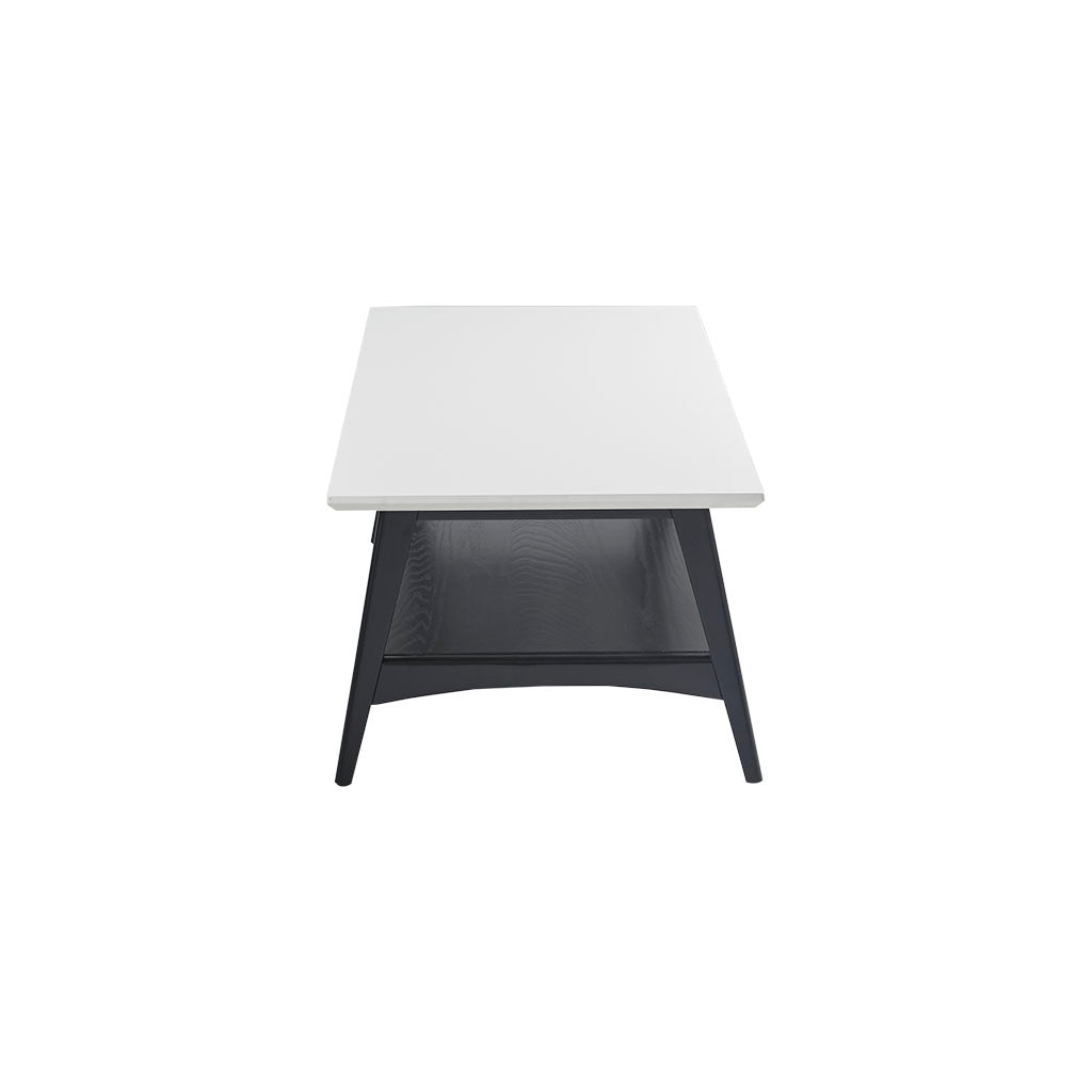 Parker Mid-century Coffee Table with Storage Shelf - Off-White/Black