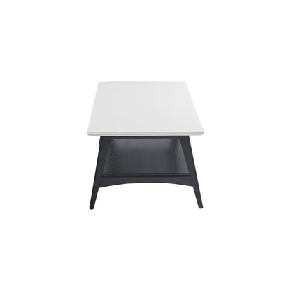 Parker Mid-century Coffee Table with Storage Shelf - Off-White/Black